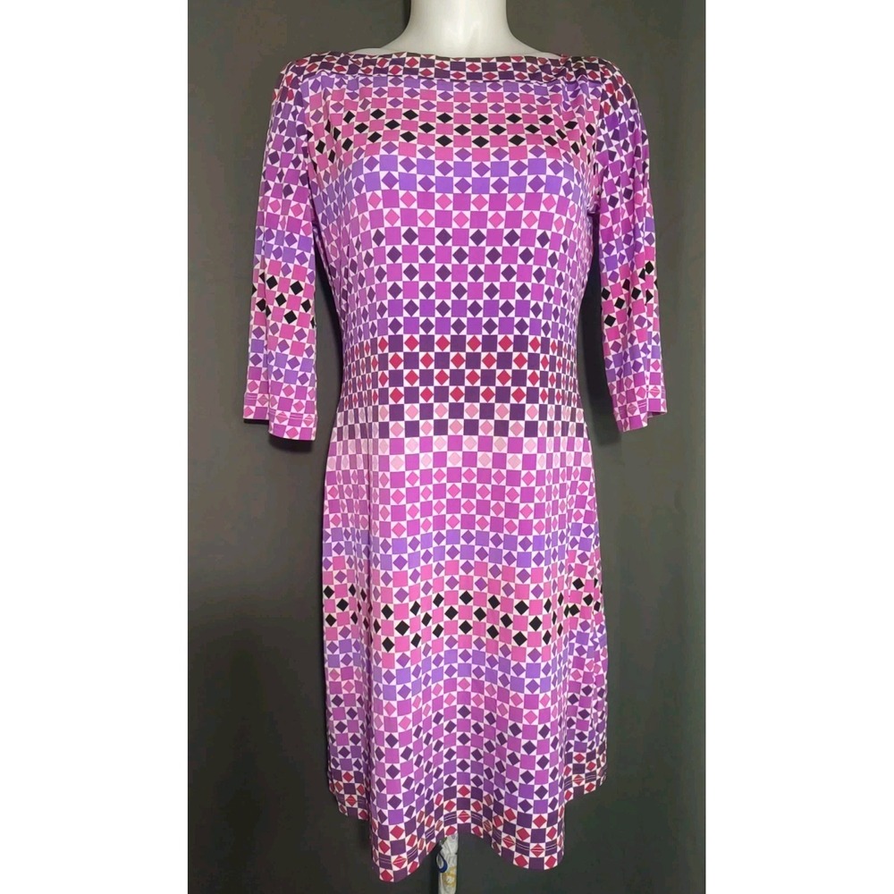 Donna Morgan Woman Multicolor‎ Geometric 3/4 Sleeve Dress Size 6